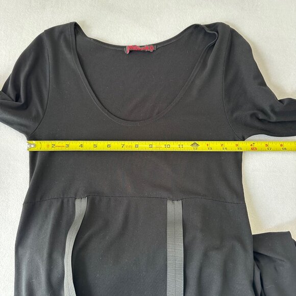 Moloko Womens Dress Pleated Artsy Lagenlook Long Sleeve Size M Black Stretch - Picture 4 of 12